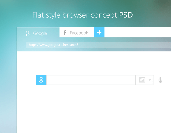 Плоский дизайн, браузер в стиле Flat Design. Скачать PSD макет.